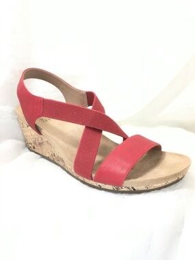 Naturalizer Red Cork Wedge Comfort Sandals with Elastic -9.5-
